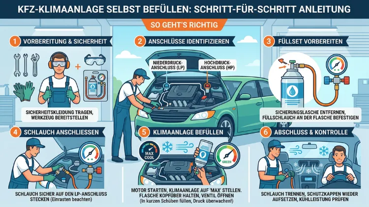 Auto-Klimaanlage selbst befüllen: So geht’s richtig