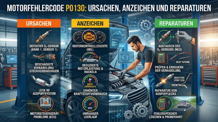 Motorfehlercode P0130: Ursachen, Anzeichen und Reparaturen