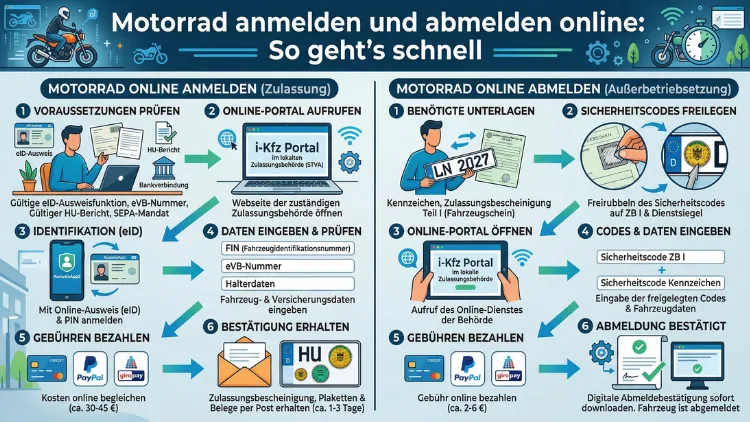 Motorrad anmelden und abmelden online: So geht’s schnell